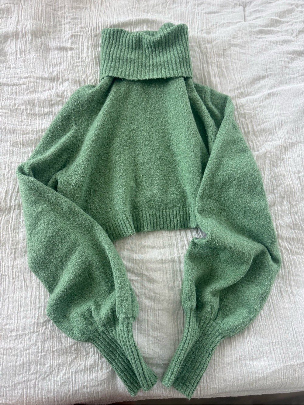 Princess Polly Sage Green Cropped Turtleneck Sweater